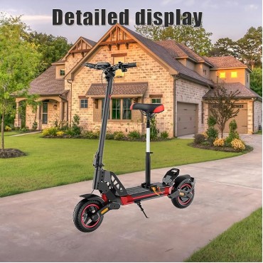 Adjustable Electric Scooter Seat for Adults – Fits 5.5"-6.2" Wide Curved-Edge Scooters, Ergonomic PU Cushion, Sturdy Aluminum Rod, Tool-Free Installation, Height Adjustable, Durable & Comfortable